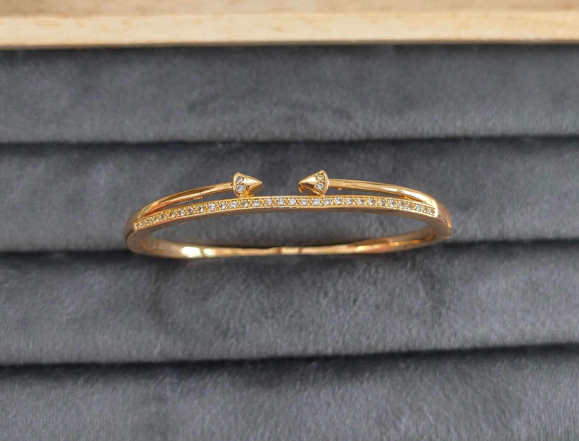 Rosegold Crystal Nail Bracelet Bangle Gold Plated
