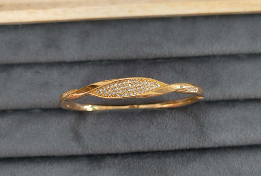 Rosegold Stone Studded Twisted Bracelet Bangle Gold Plated