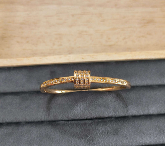 Rosegold Triple Crystal Row Bracelet Bangle Gold Plated