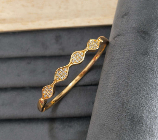 Rosegold Wavy Shape Bracelet Bangle Gold Plated
