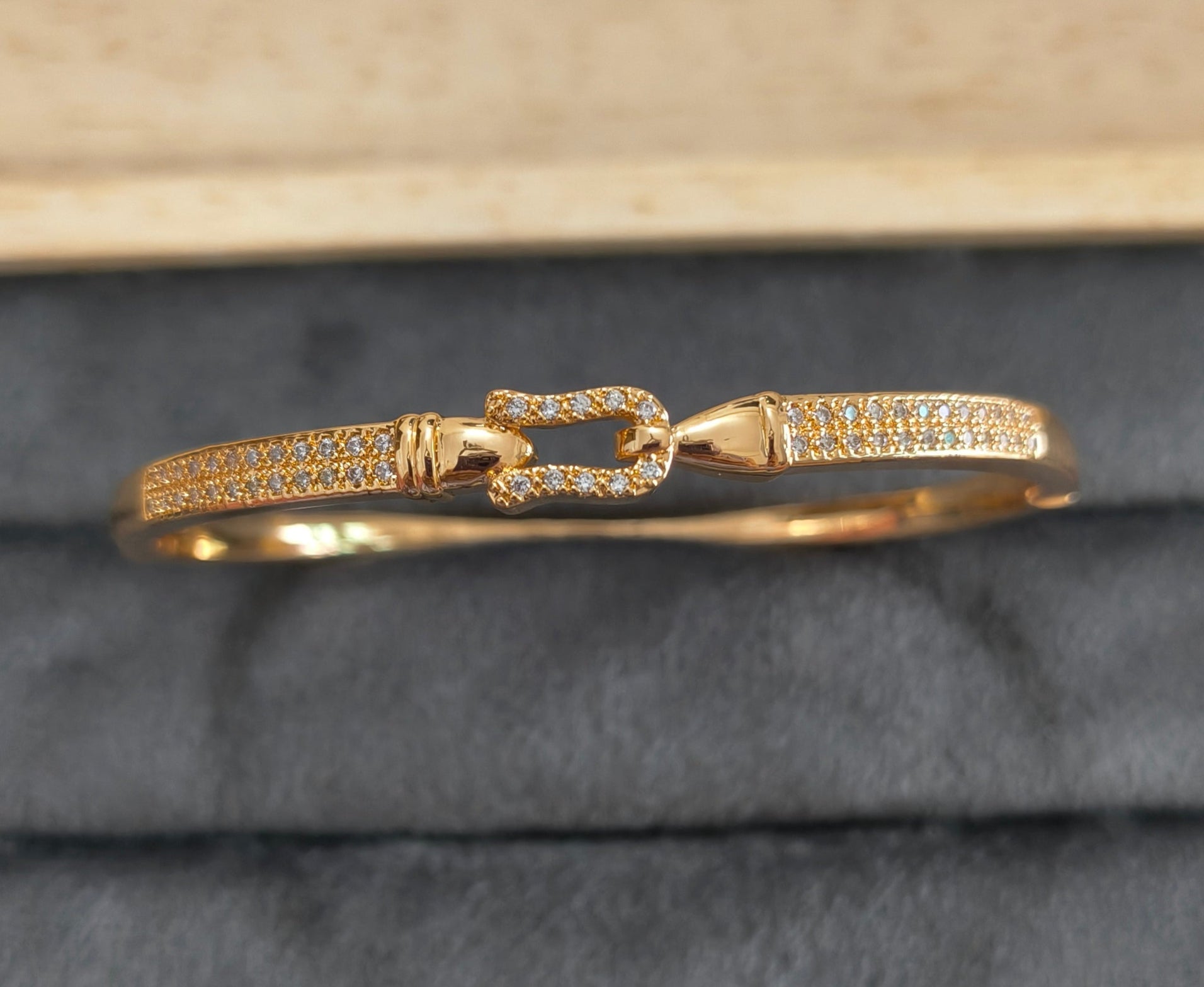 Rosegold Flip Lock Shape Bracelet Bangle Gold Plated
