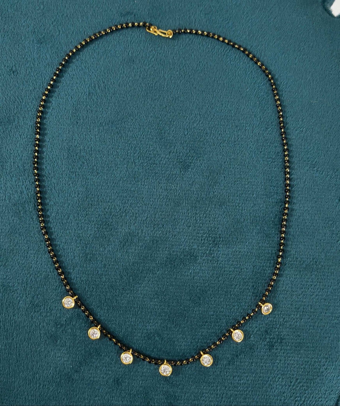 Round Diamond Drop Black Beaded Mangalsutra Chain