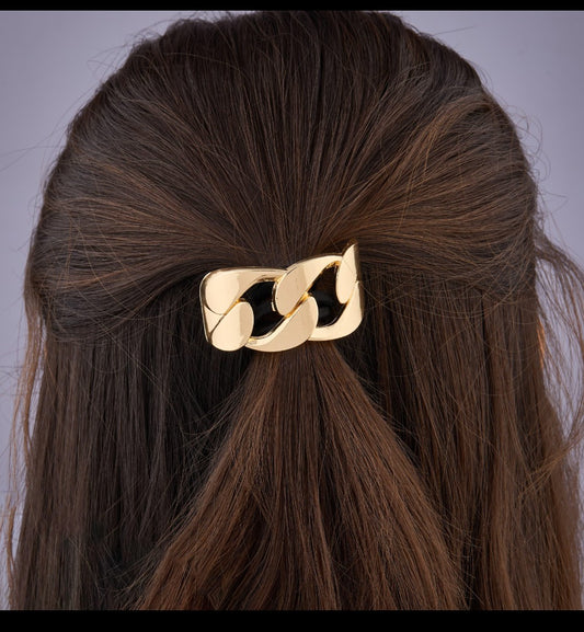 Link Style Golden Cuff Hair Band 18K Gold Plated