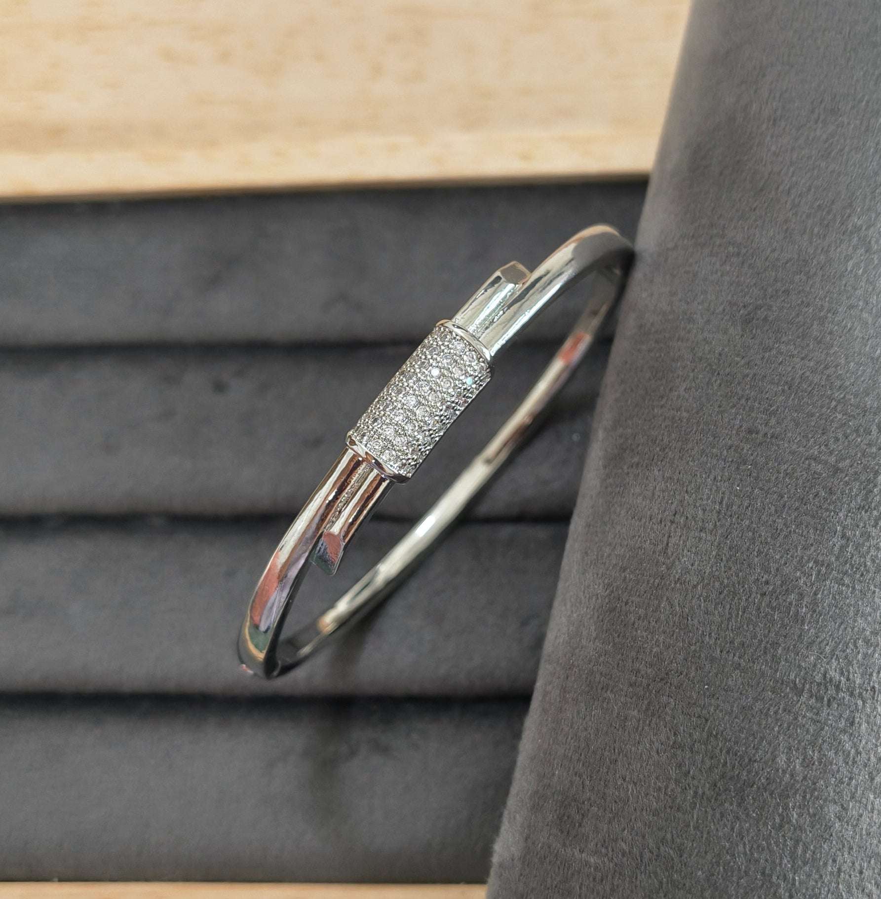 Silver Colored Trendy Bracelet Bangle Gold Plated