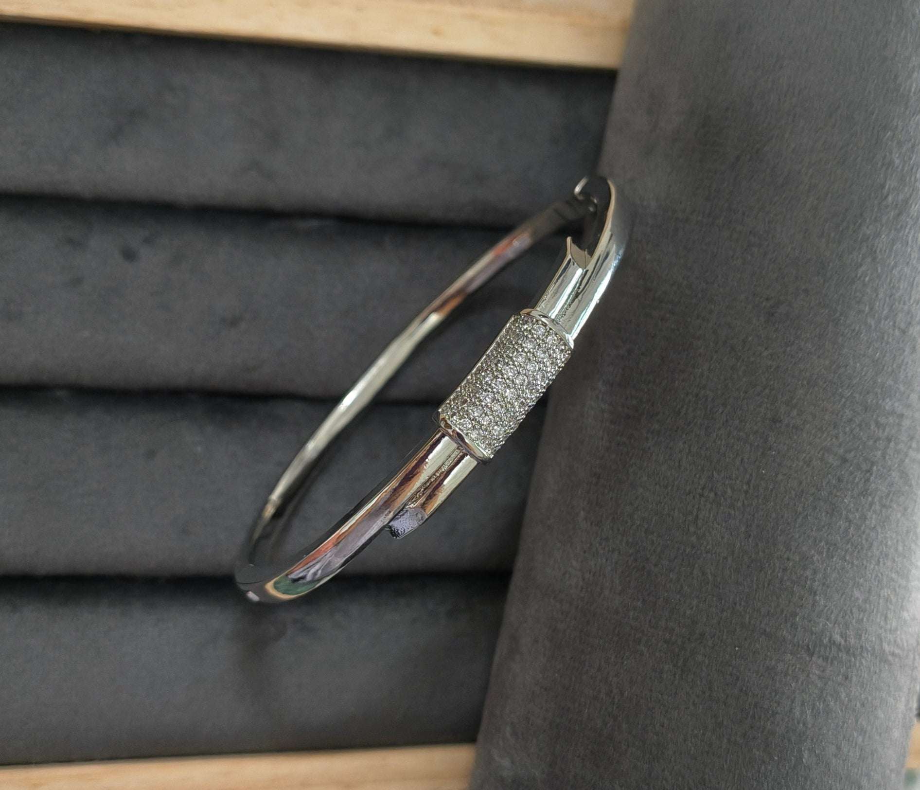 Silver Colored Trendy Bracelet Bangle Gold Plated