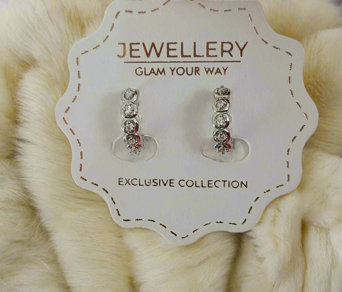 Silver Stone Studded Earring Bali Design 3 - Urban Era Jewel