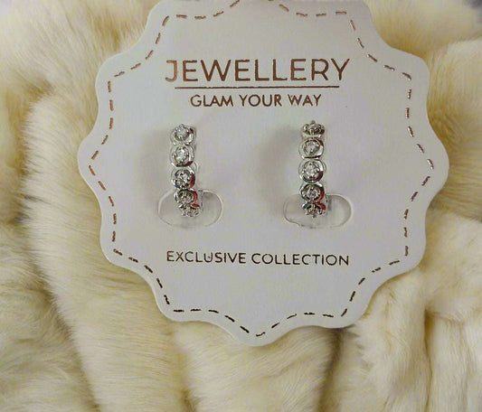 Silver Stone Studded Earring Bali Design 3 - Urban Era Jewel
