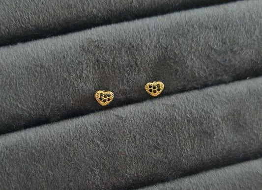 Small Heart Earrings Studs 18K Gold Plated