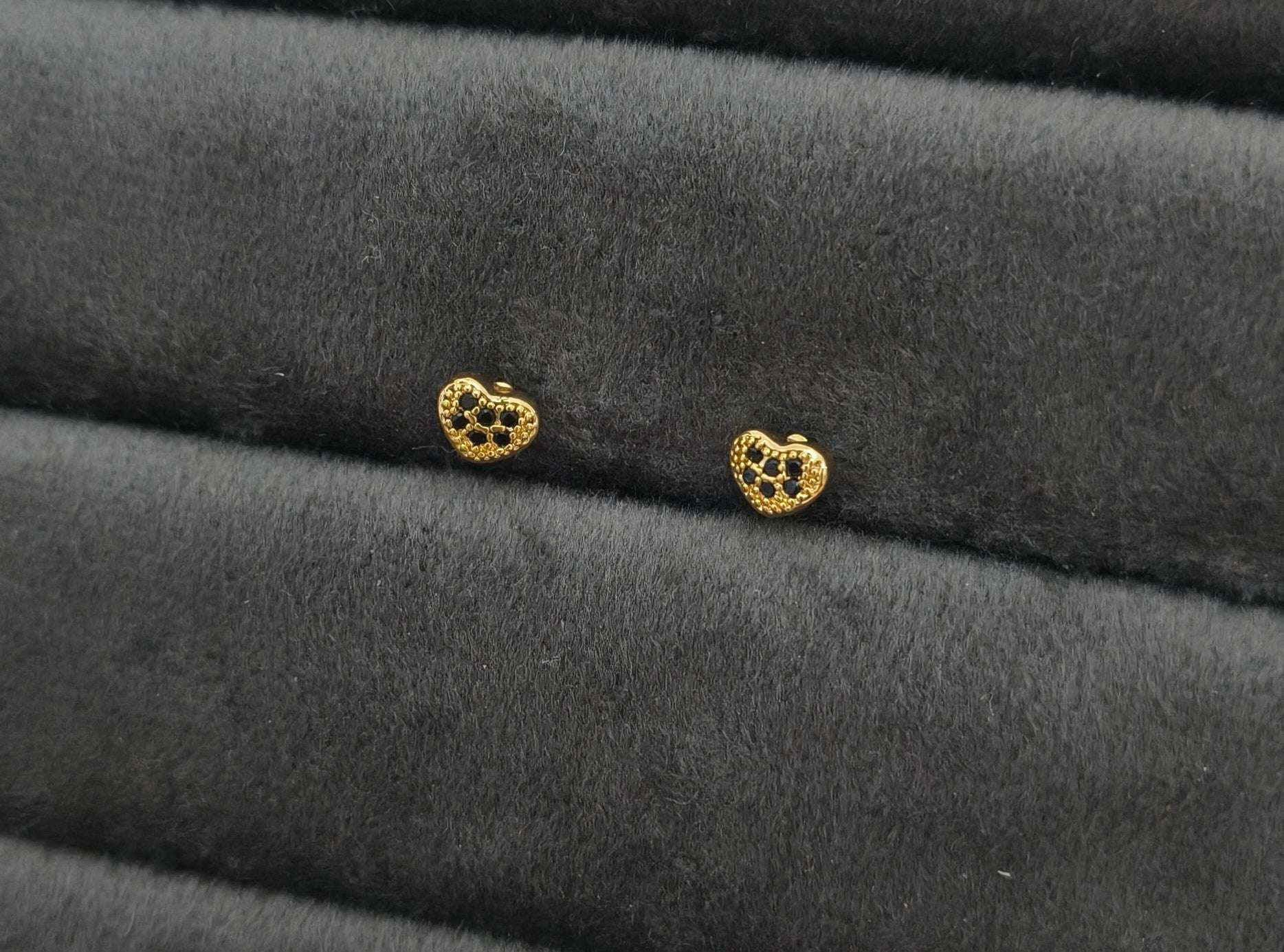Small Heart Earrings Studs 18K Gold Plated