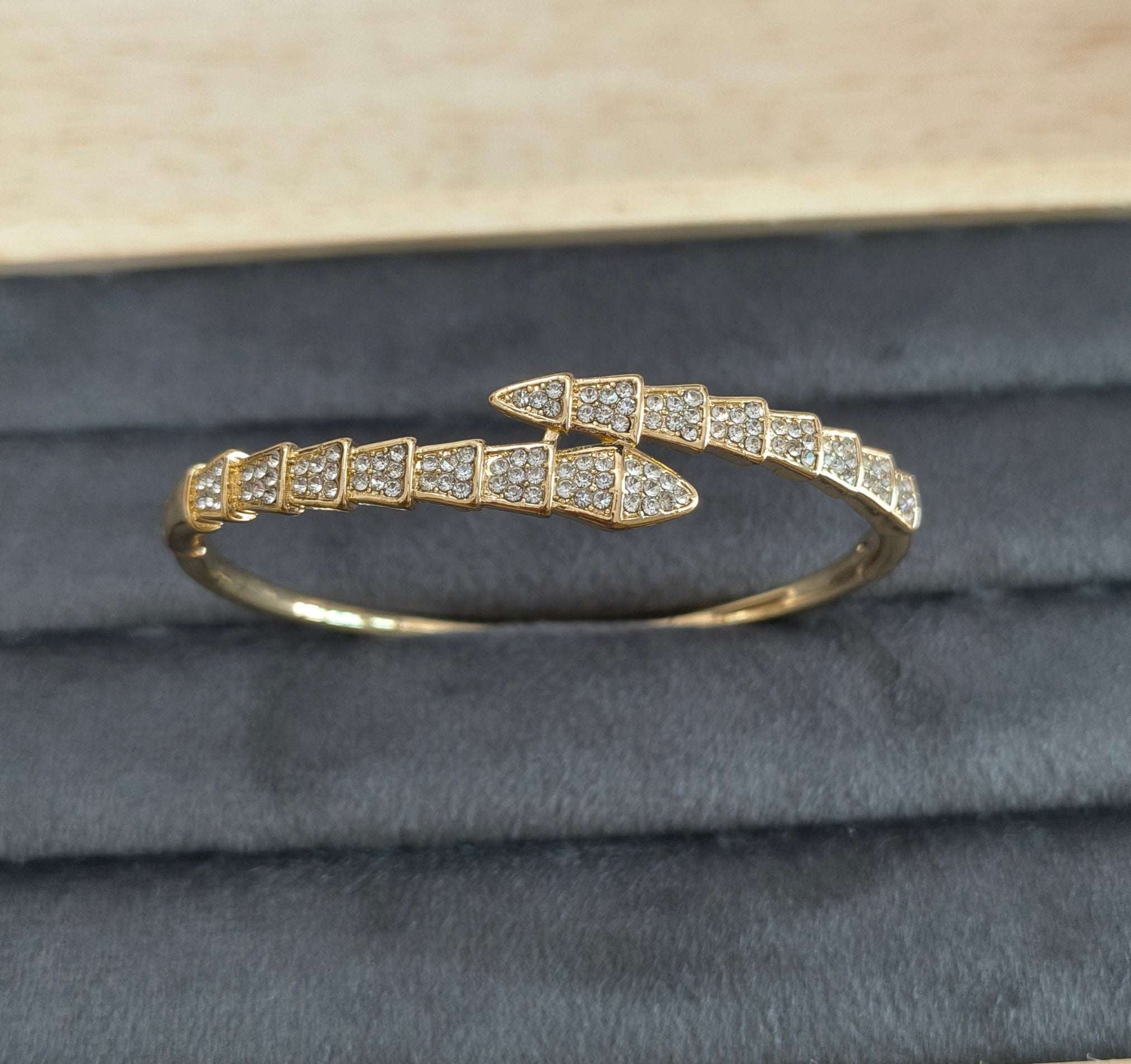 Snake Shape Stone Studded Party Bracelet 18K Gold Plated