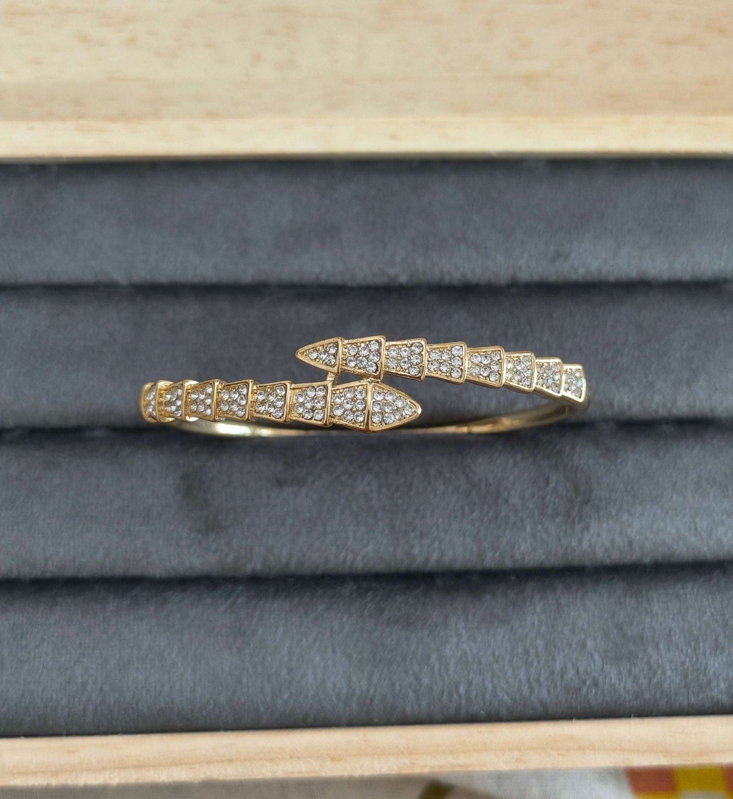 Snake Shape Stone Studded Party Bracelet 18K Gold Plated