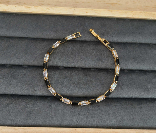 Sparkling Black White Zircon Studded Bracelet