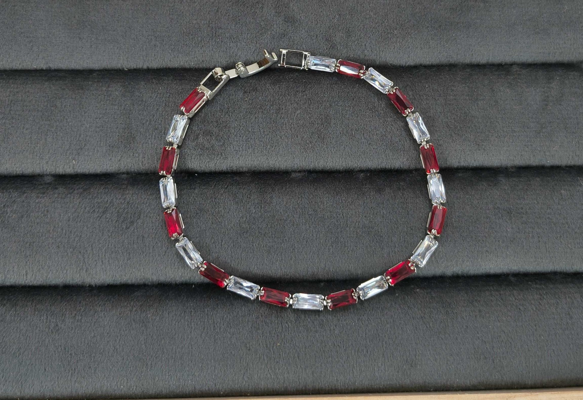 Sparkling Black White Zircon Studded Tennis Bracelet