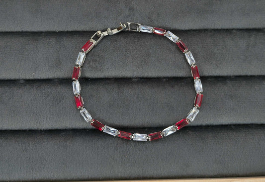Sparkling Black White Zircon Studded Tennis Bracelet