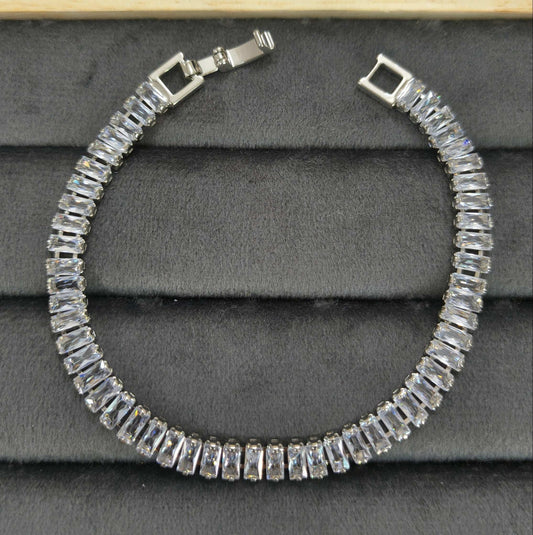 Sparkling Clear Zircon Studded Tennis Bracelet