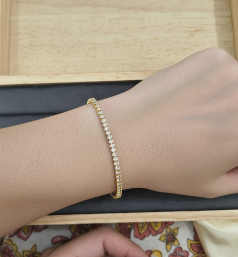 Sparkling Oval Zirconia Stone Studded Women Tennis Bracelet