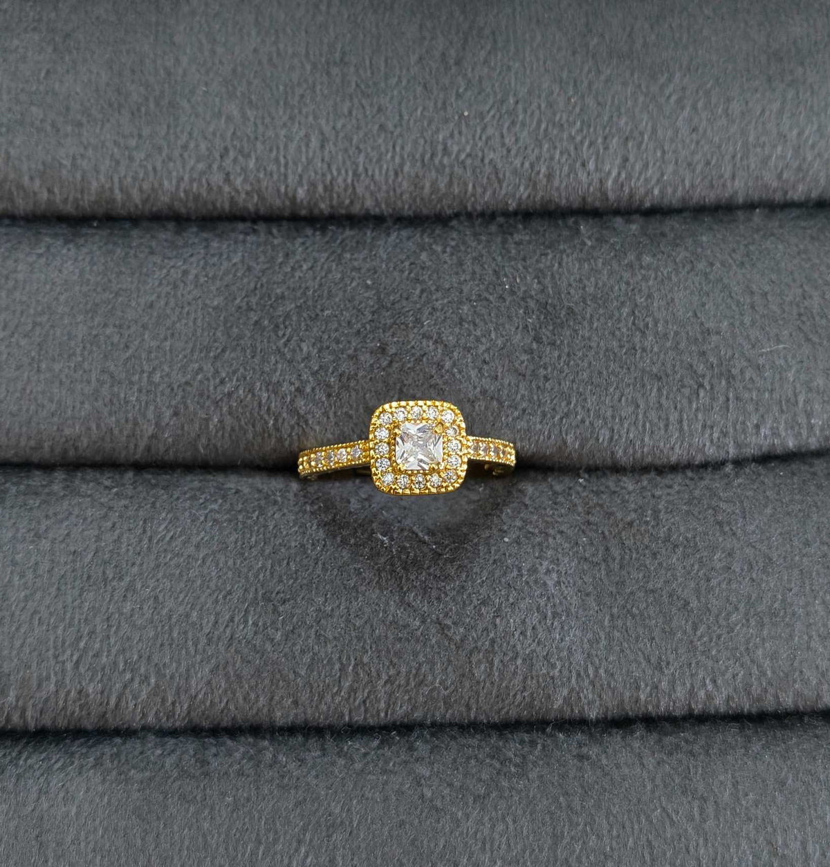Square Cut Dainty Diamond 18K Gold Plated Ring