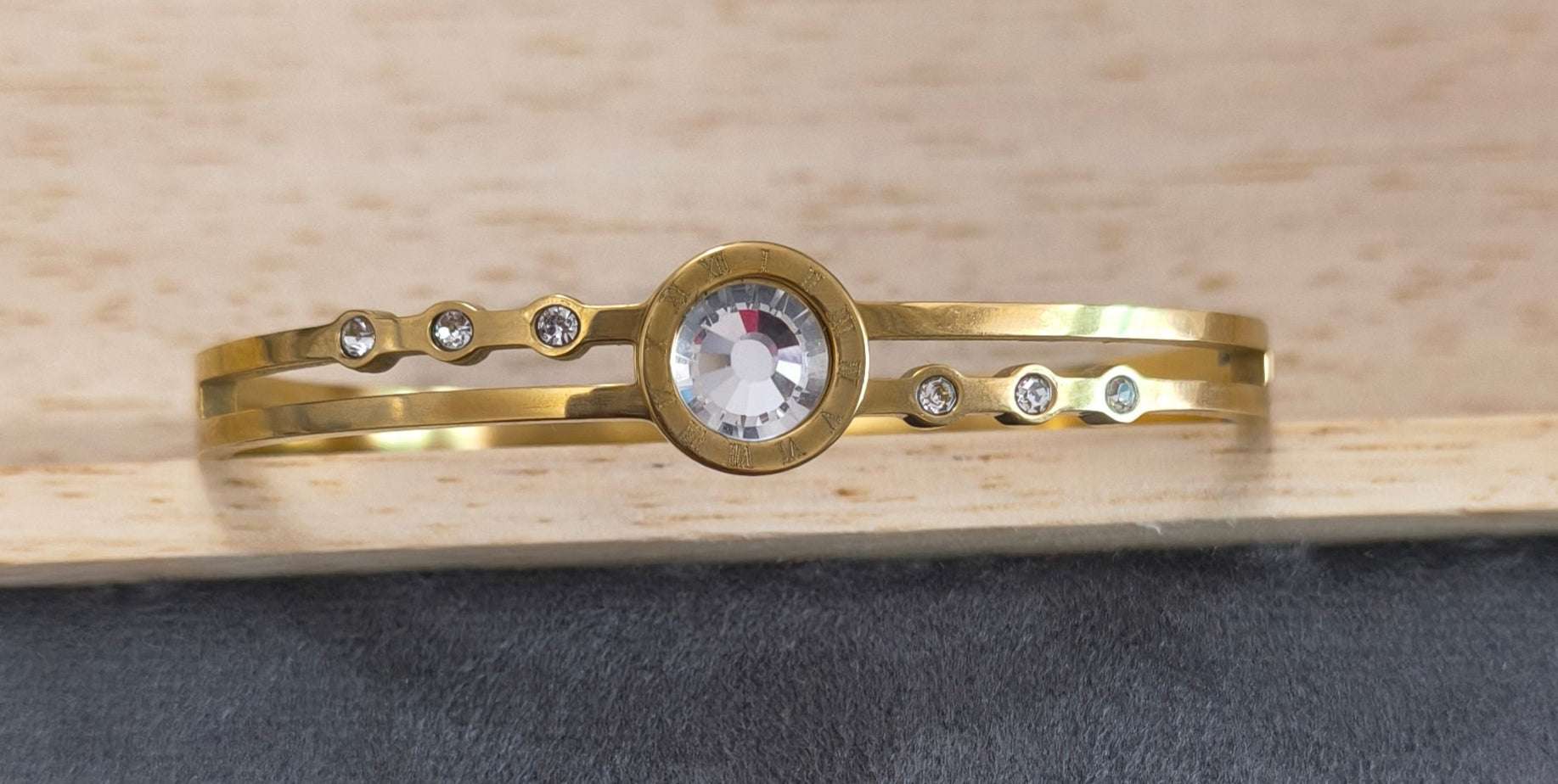 Stone Studded 18K Gold Plated Bracelet PVD Coated