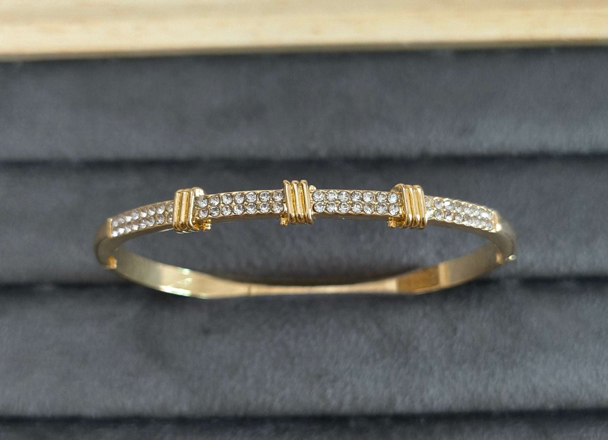 Stone Studded Bracelet Bangle 18K Gold Plated