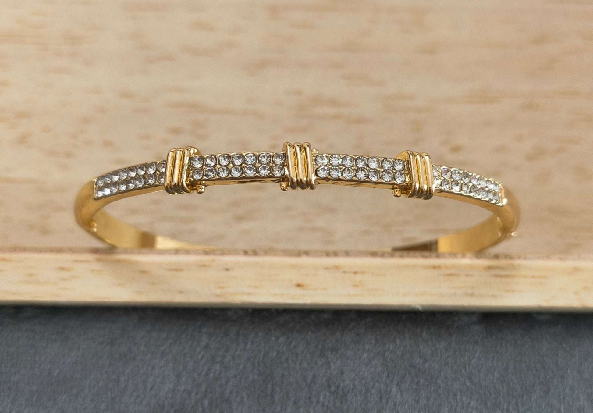 Stone Studded Bracelet Bangle 18K Gold Plated