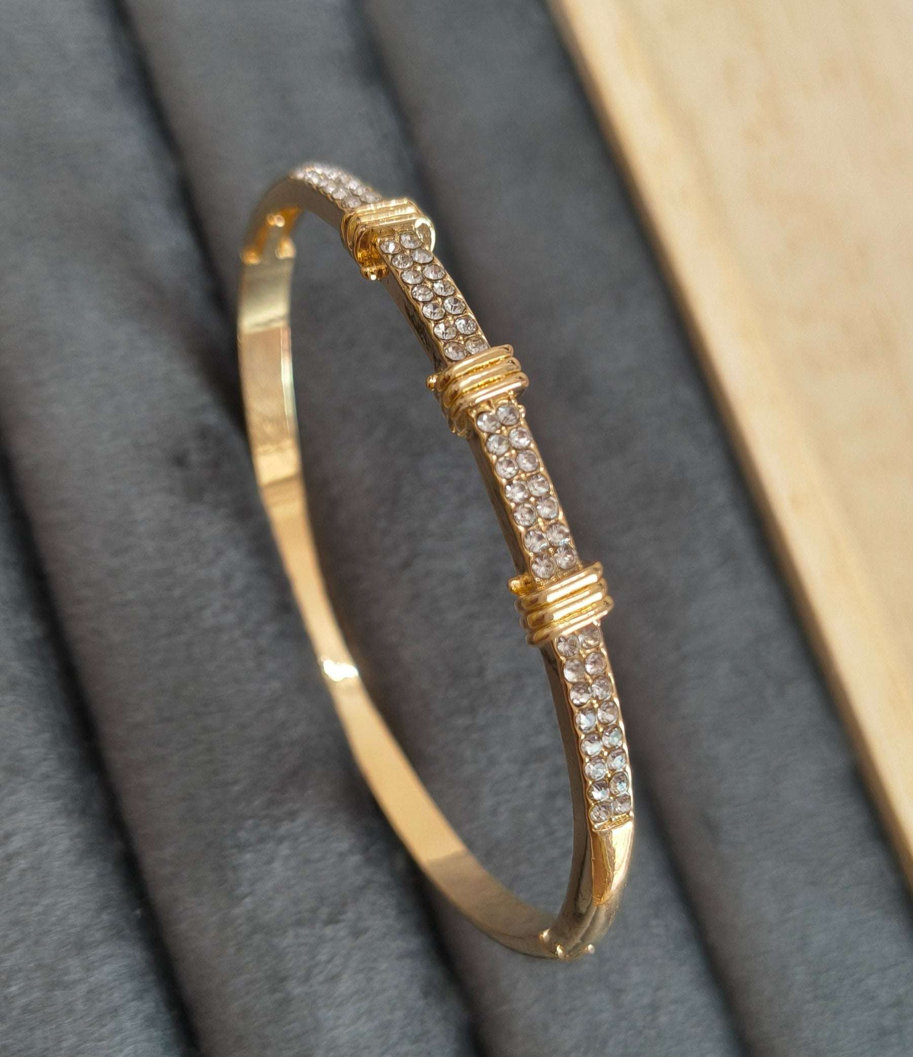 Stone Studded Bracelet Bangle 18K Gold Plated