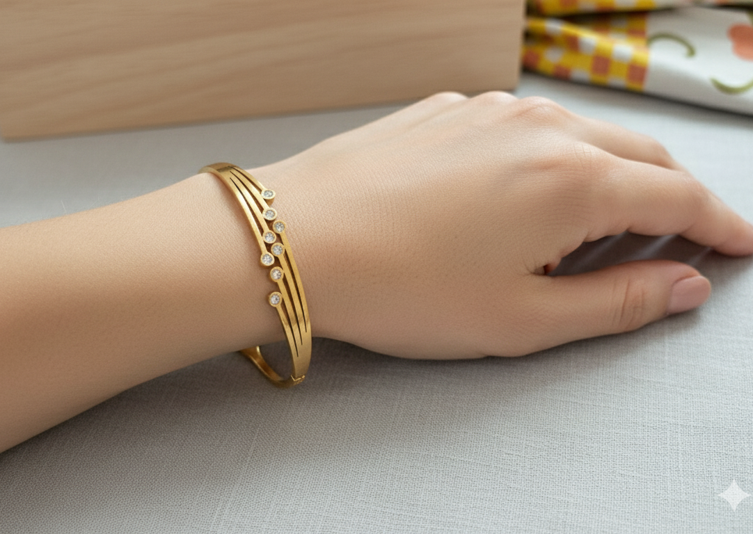 Stone Studded Layered 18K Gold Plated Bracelet