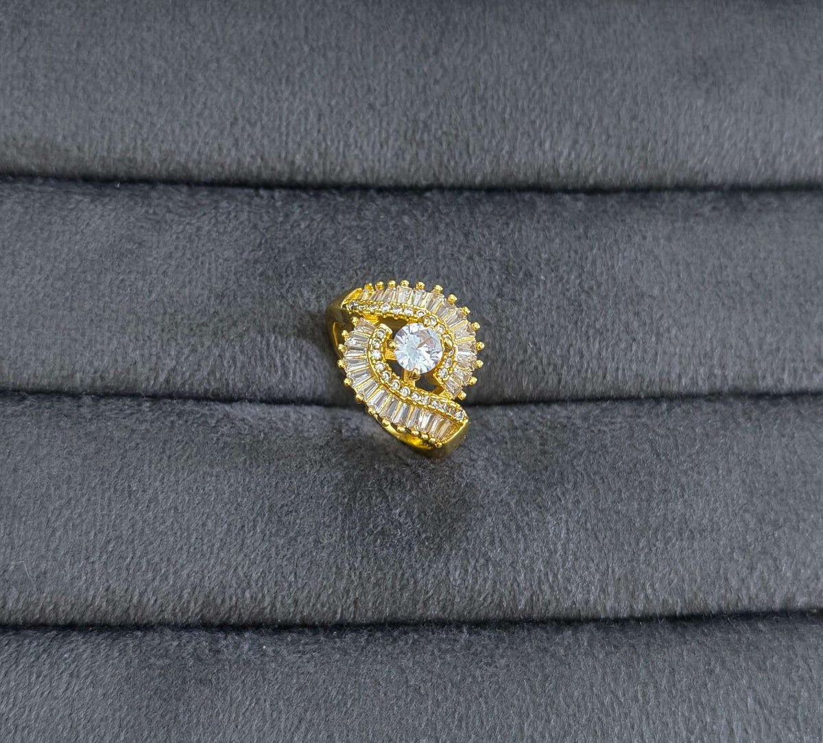 Stone Studded Snail Shape 18K Gold Antitarnish Ring