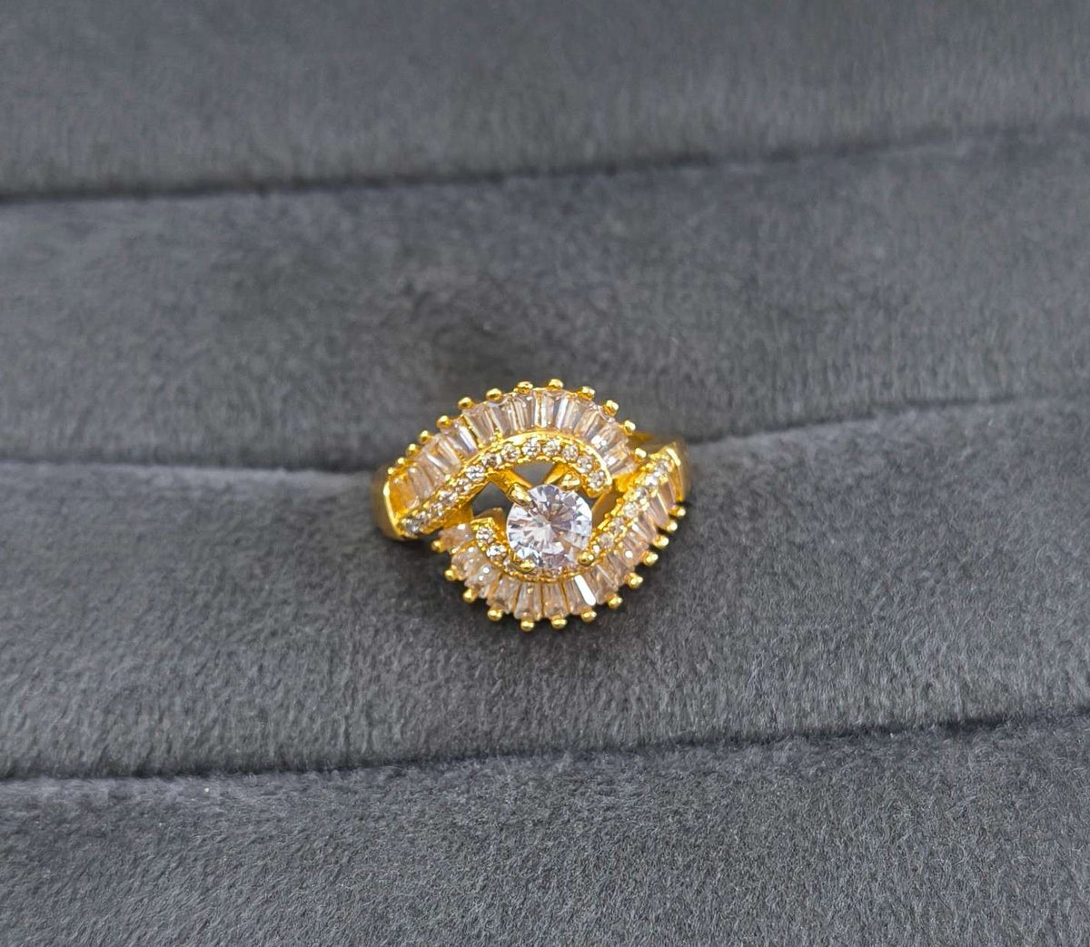 Stone Studded Snail Shape 18K Gold Antitarnish Ring
