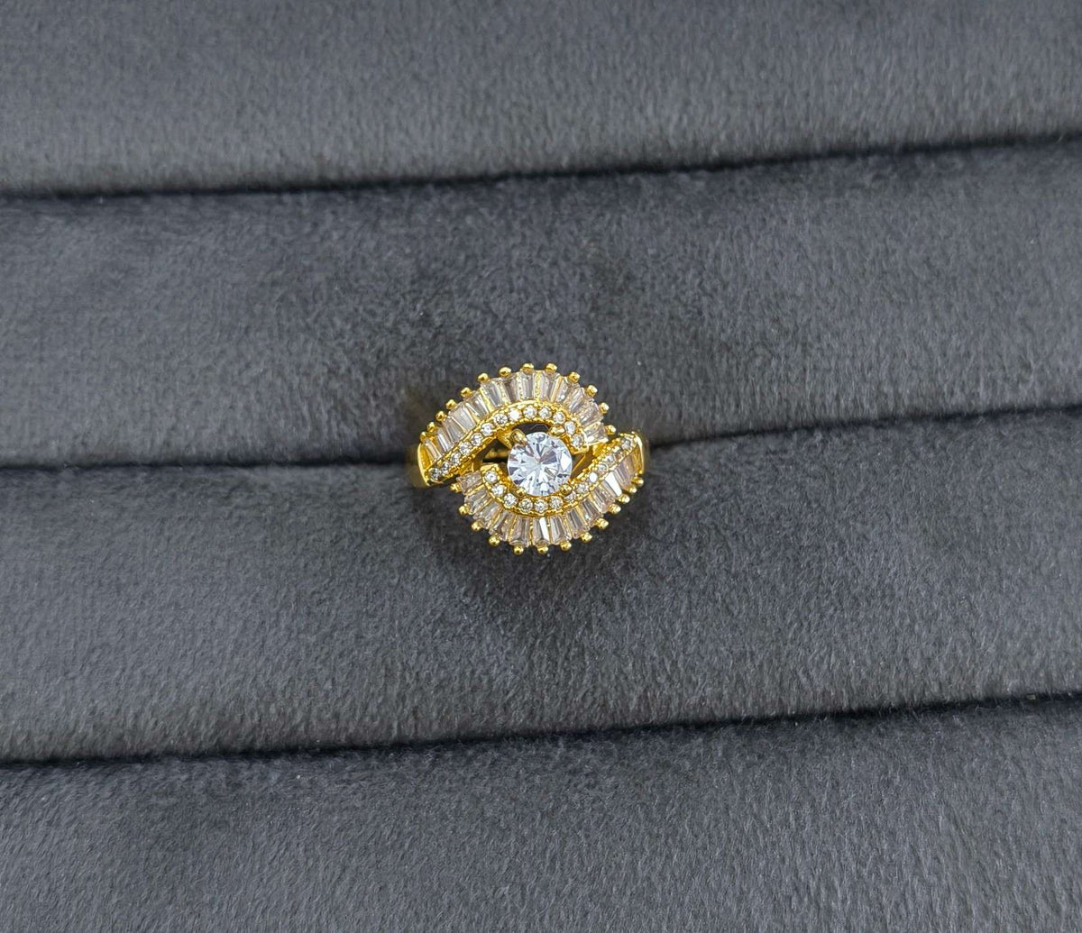 Stone Studded Snail Shape 18K Gold Antitarnish Ring