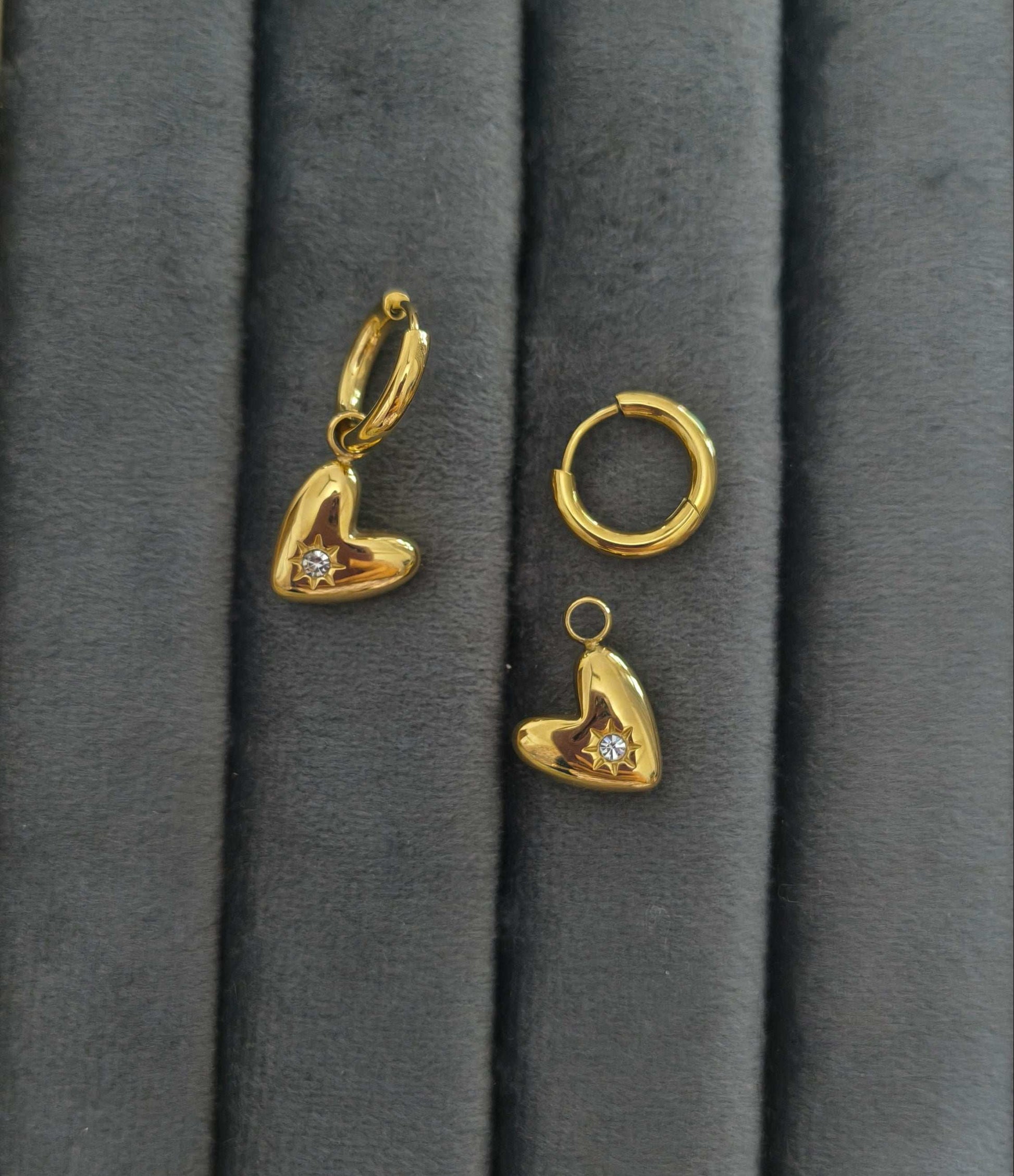 Stylish Heart Dangler Earrings 18K Gold Plated