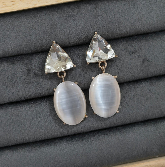 Stylish Korean Crystal Glass Drop Dangler Earrings