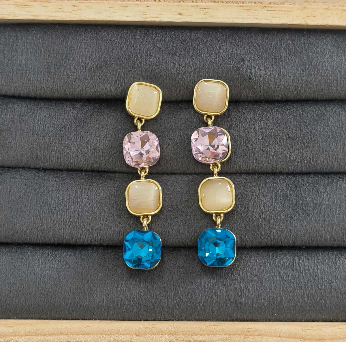 Stylish Korean Crystal Glass Drop Dangler Earrings