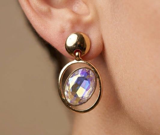Stylish Korean Crystal Glass Drop Dangler Earrings