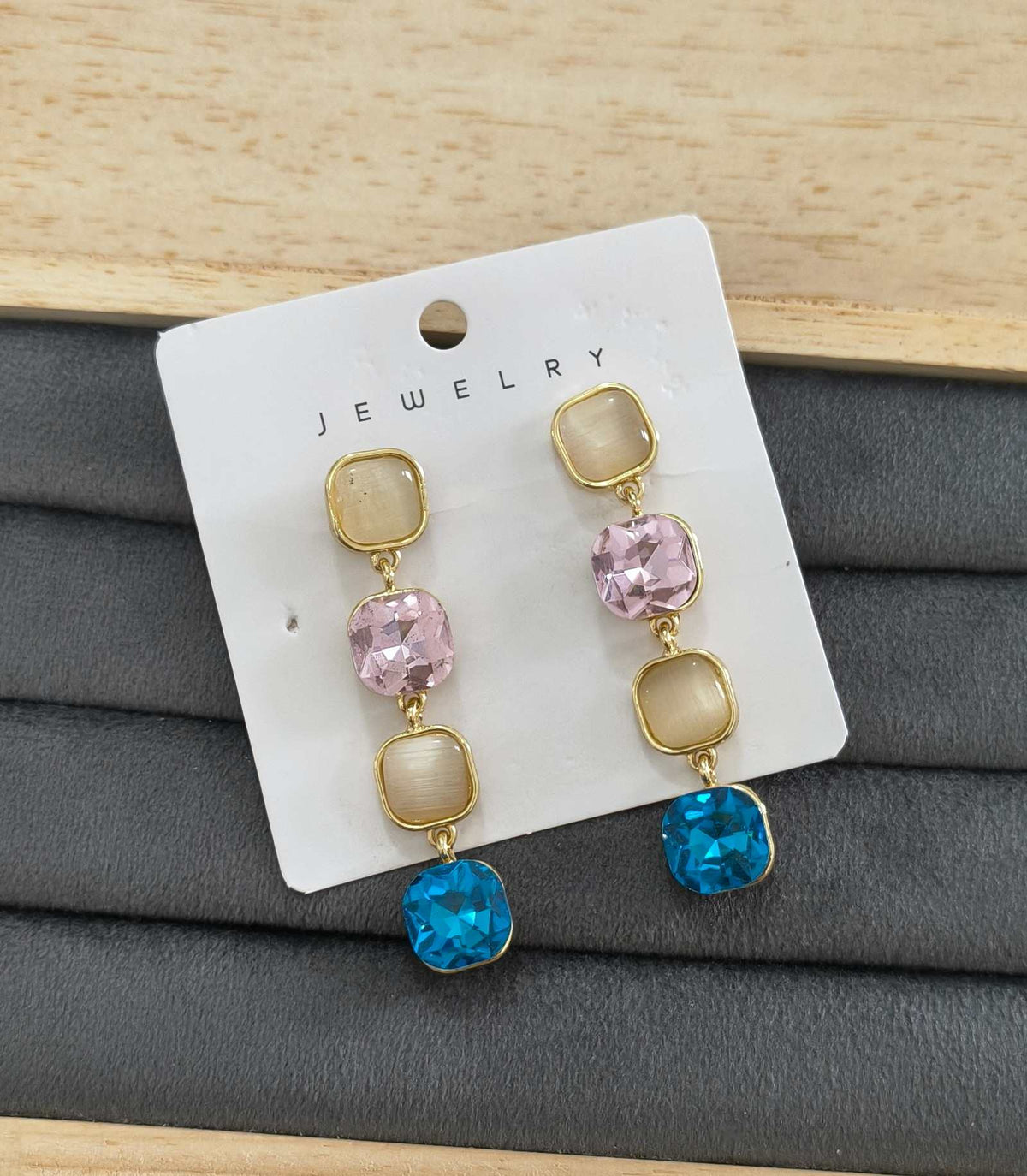 Stylish Korean Crystal Glass Drop Dangler Earrings