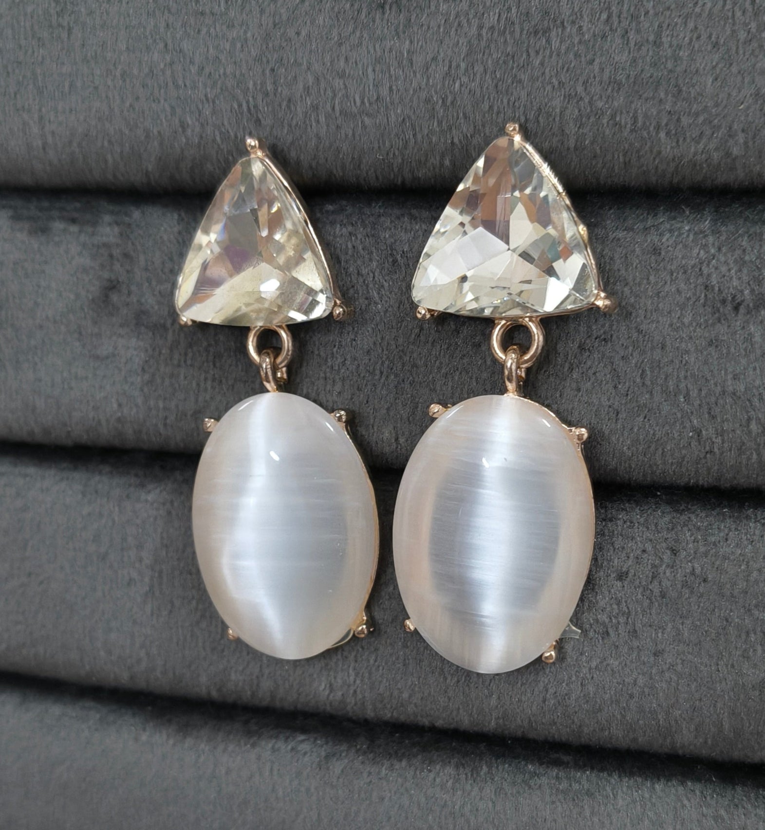 Stylish Korean Crystal Glass Drop Dangler Earrings