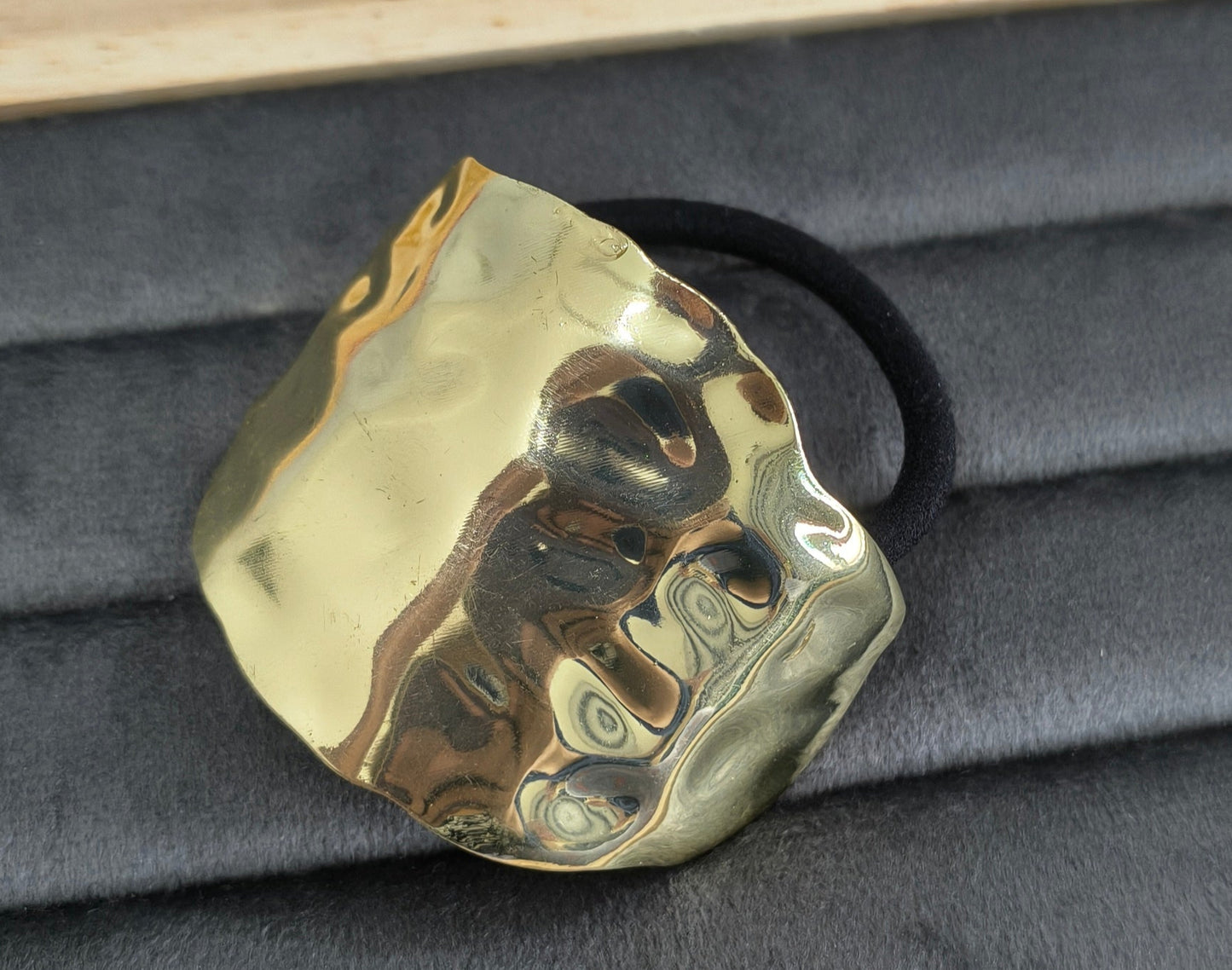 Textured Brass Oval Shaped Cuff Hair Band Gold Plated