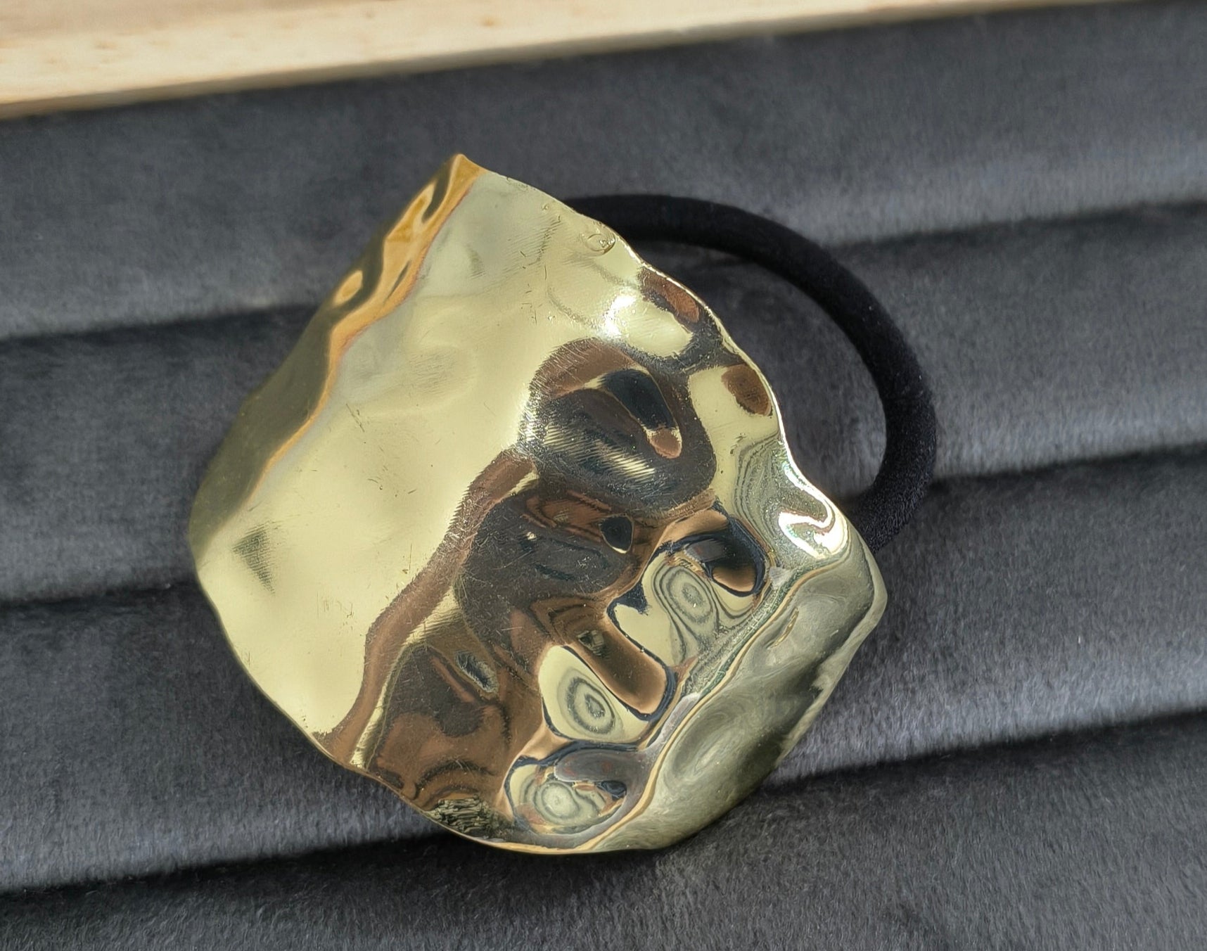 Textured Brass Oval Shaped Cuff Hair Band Gold Plated