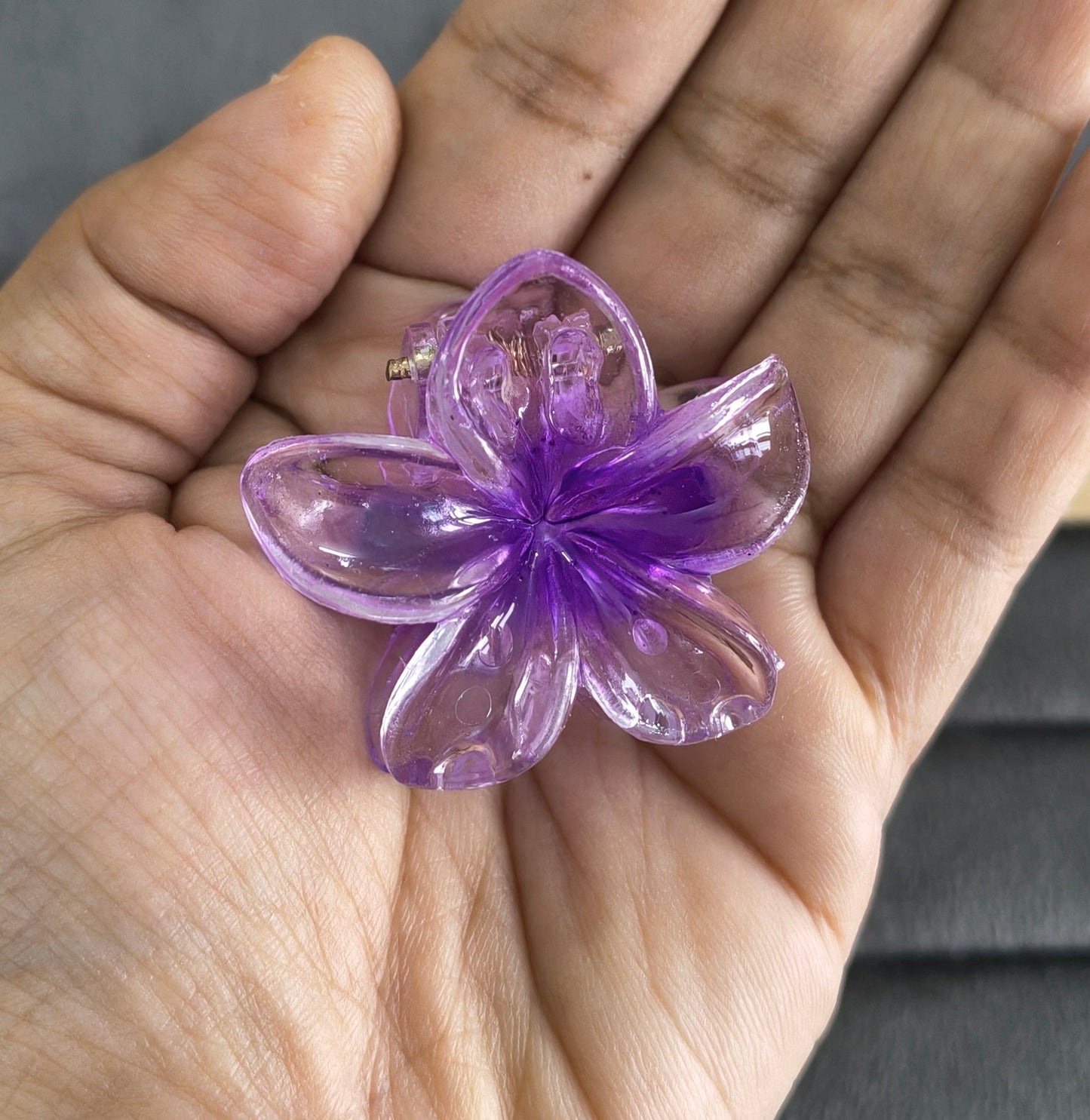 Transparent Glossy Flower Hair Claw Clip Combo