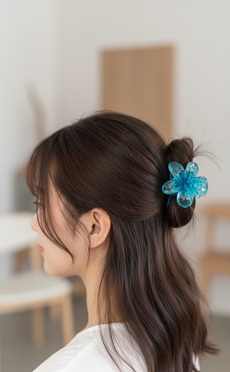 Transparent Glossy Flower Hair Claw Clip Combo
