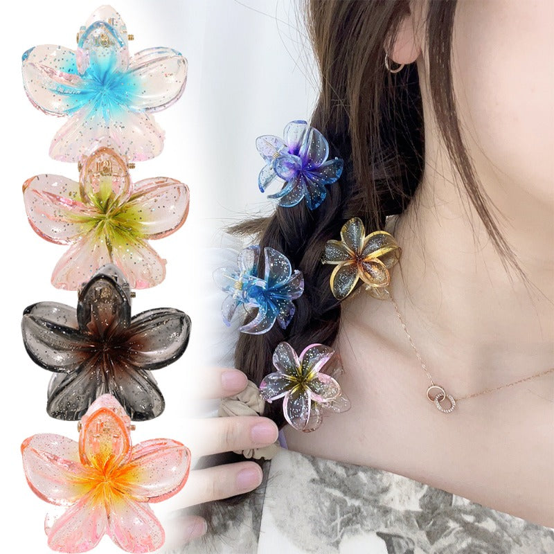 Transparent Glossy Flower Hair Claw Clip Combo