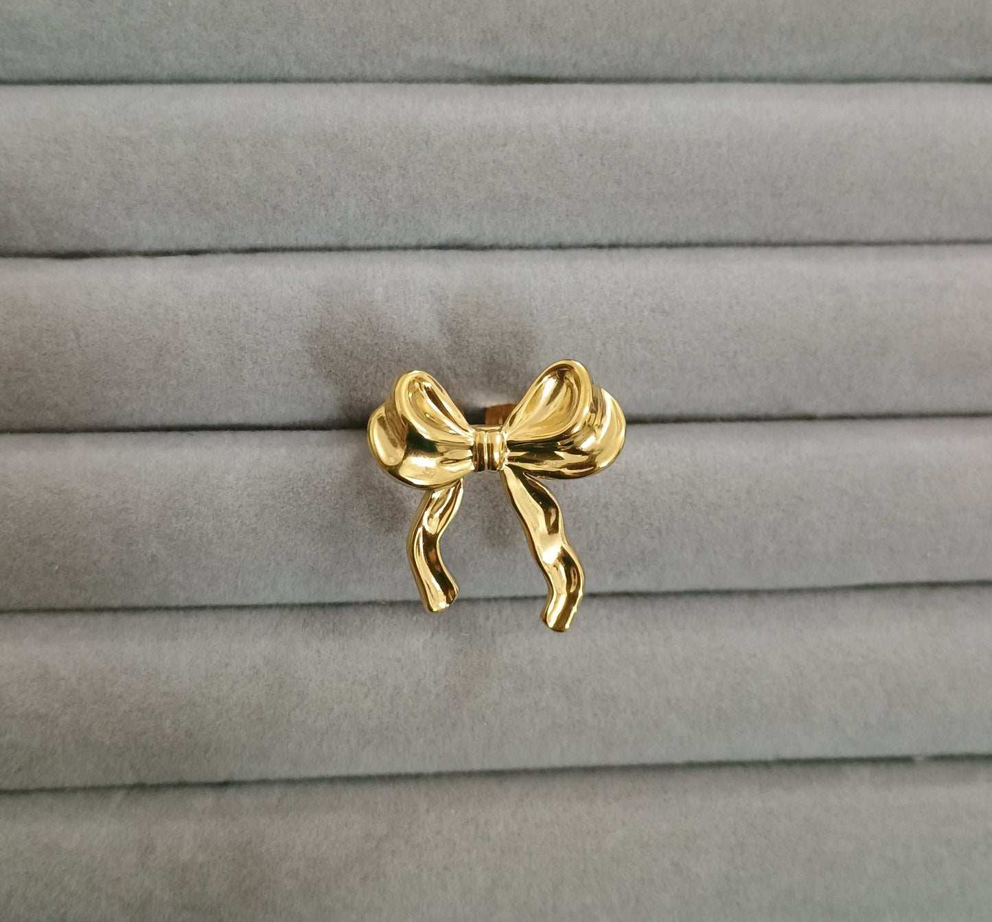 Trendy Bow shape Adjustable 18K Gold Plated Ring