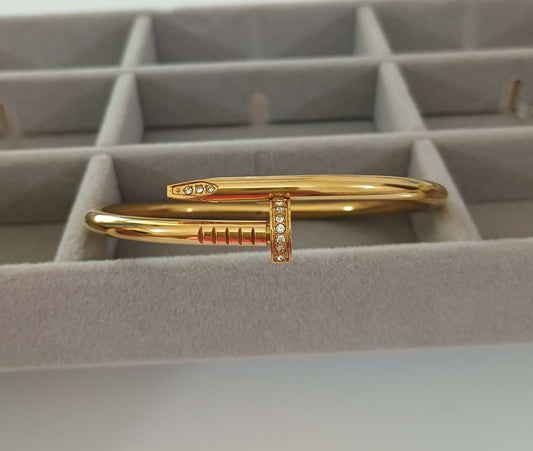 Trendy Nail Bracelet Bangle 18K Gold Plated