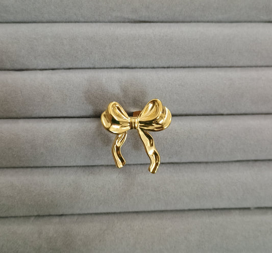 Trendy Bow shape Adjustable 18K Gold Plated Ring