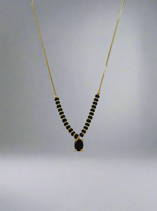 Trendy Mangalsutra Chain With Black Stone Gold Plated