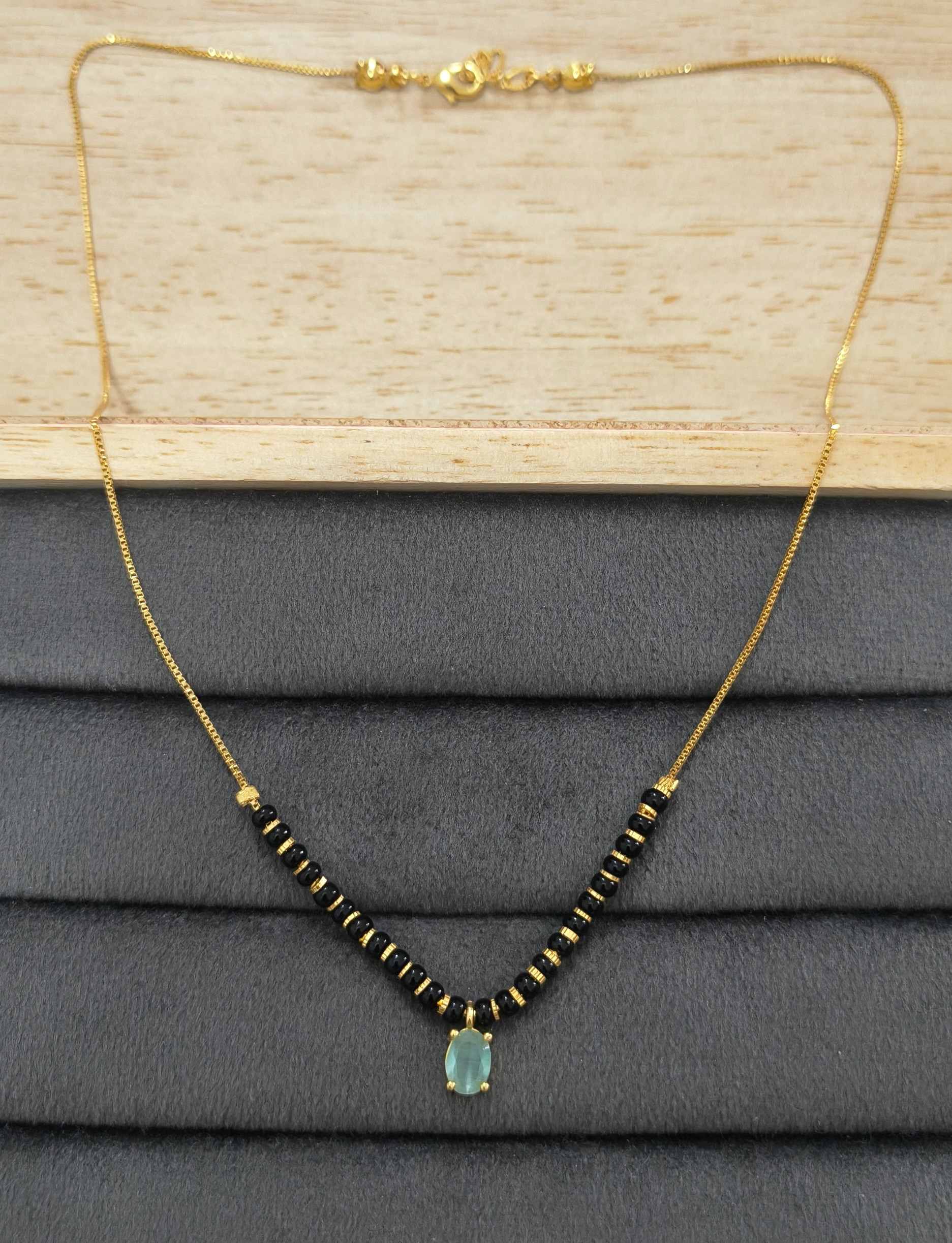 Trendy Mangalsutra Chain With Oval Stone Gold Plated