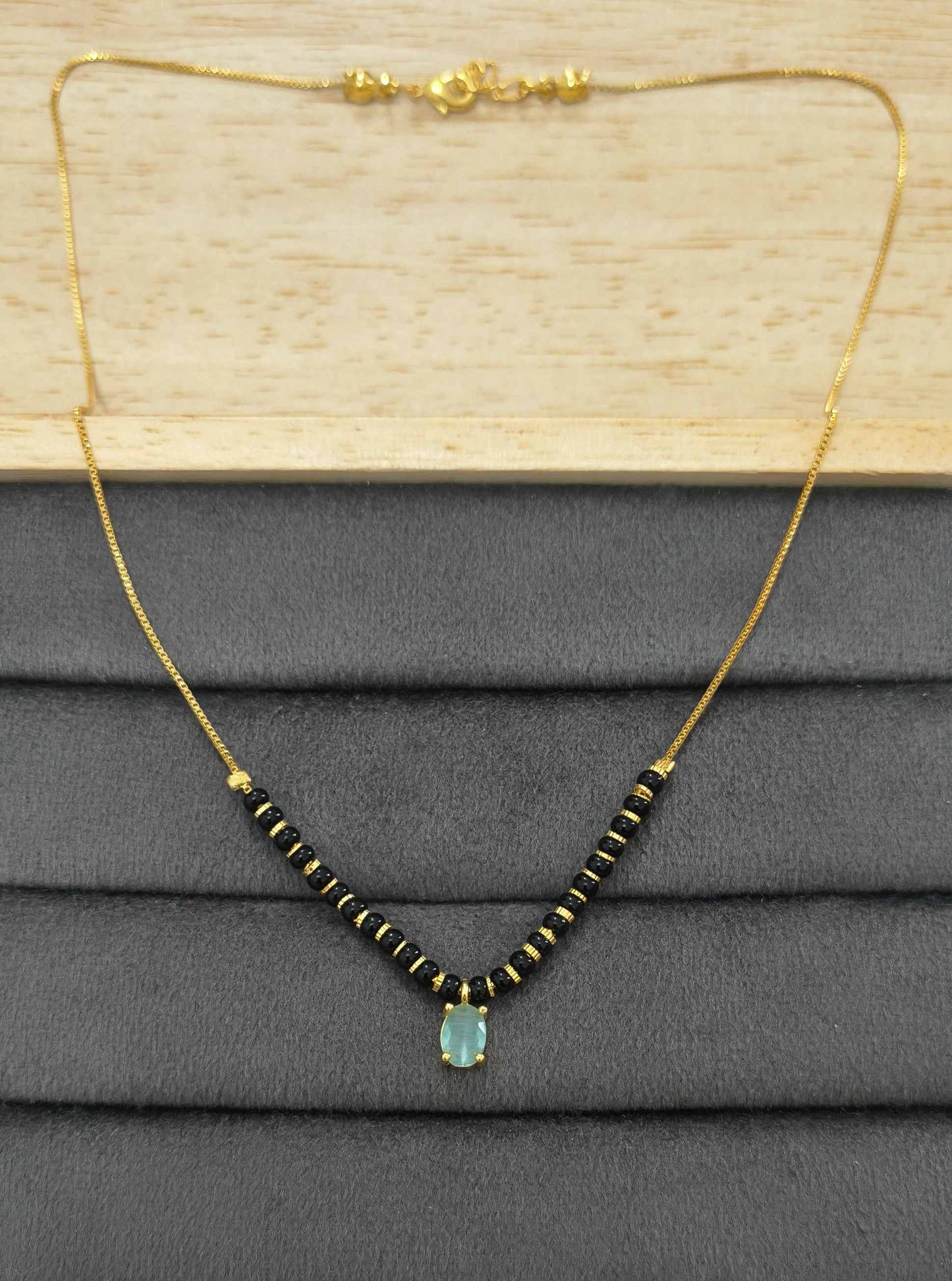 Trendy Mangalsutra Chain With Oval Stone Gold Plated