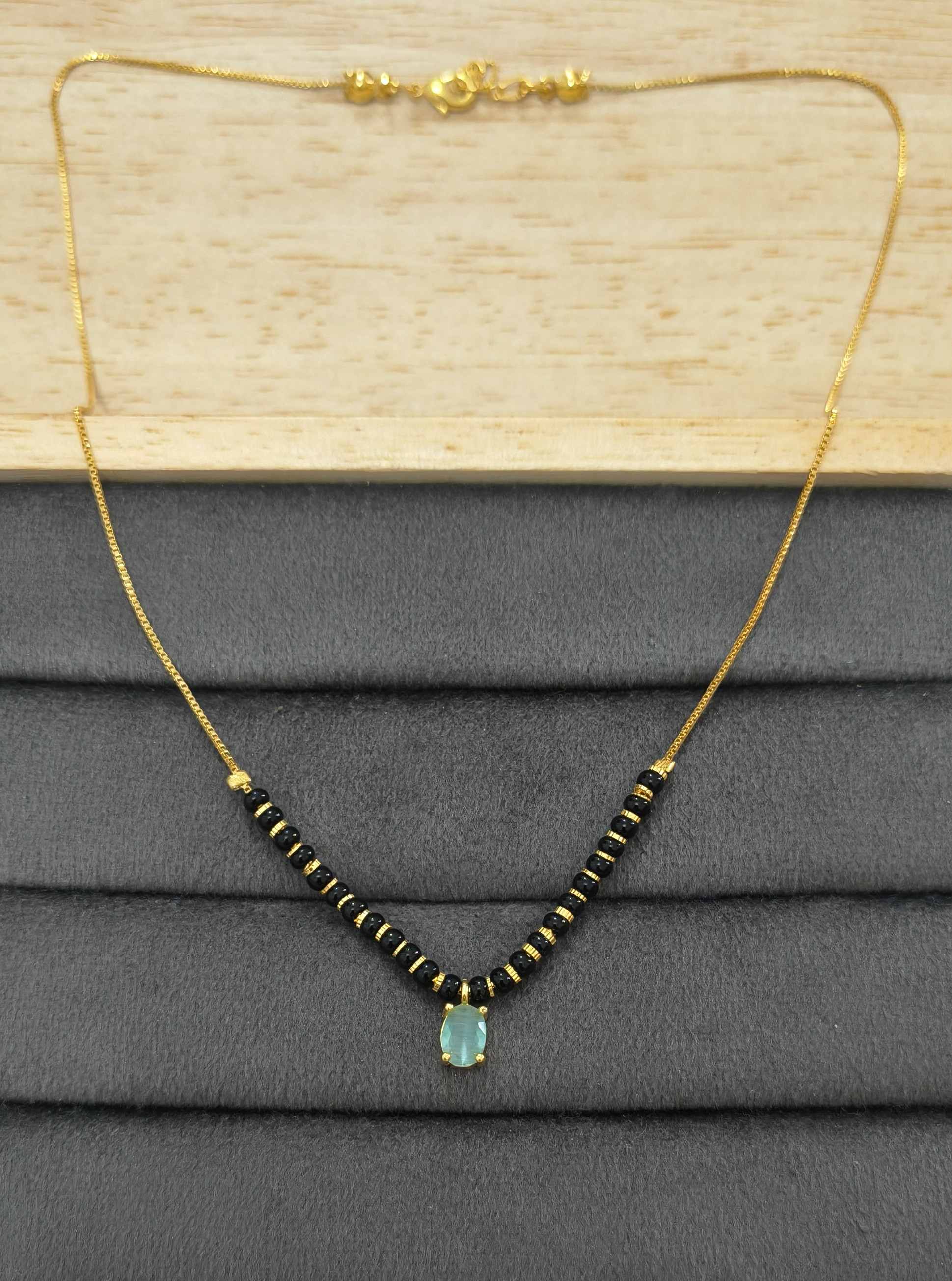 Trendy Mangalsutra Chain With Oval Stone Gold Plated