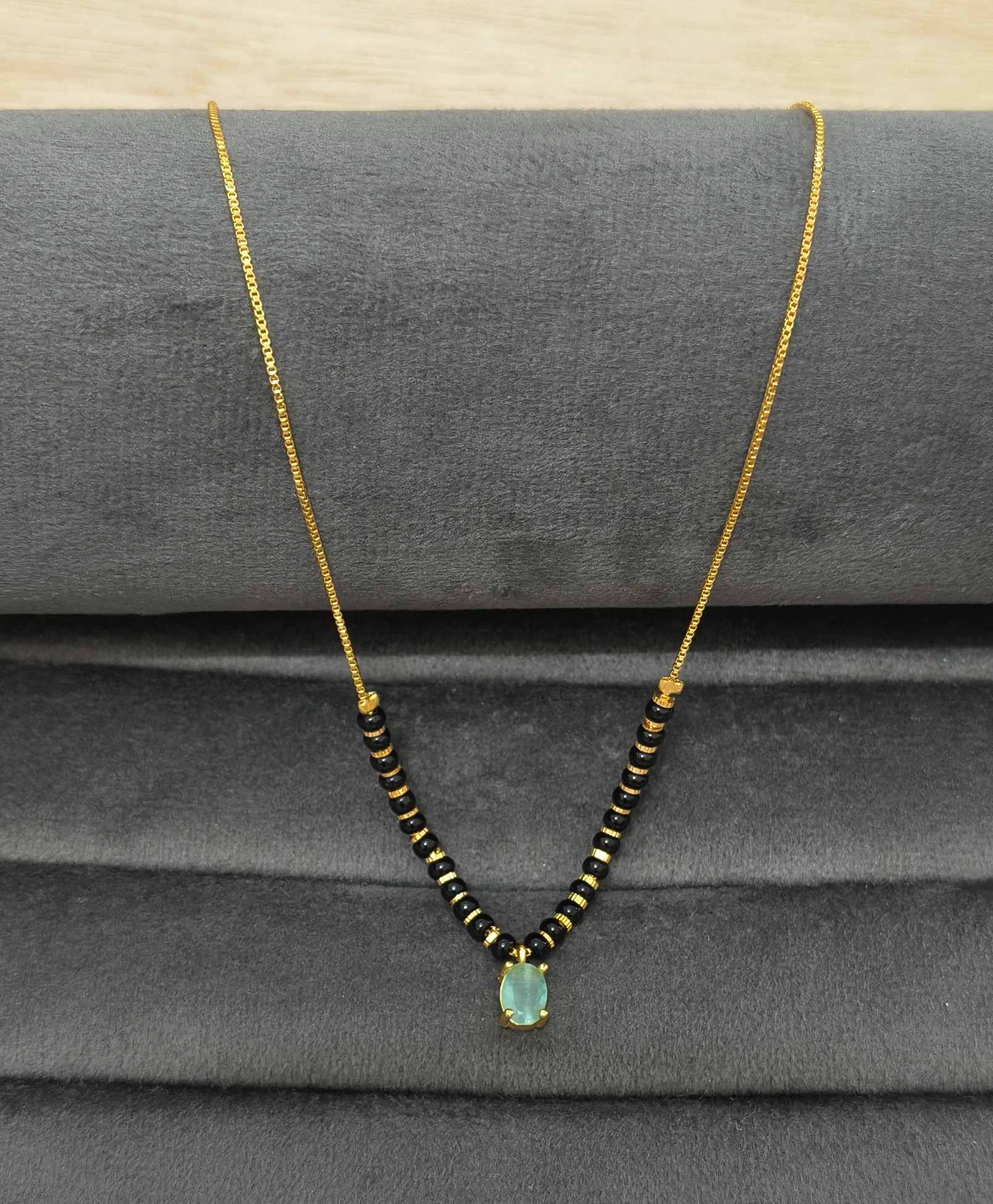 Trendy Mangalsutra Chain With Oval Stone Gold Plated