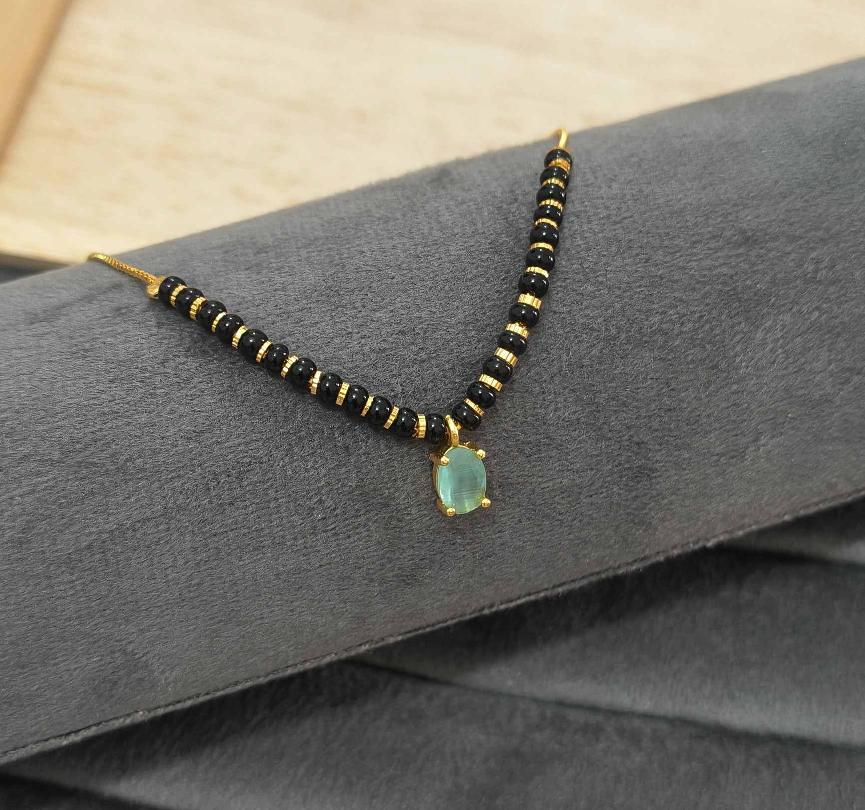 Trendy Mangalsutra Chain With Oval Stone Gold Plated