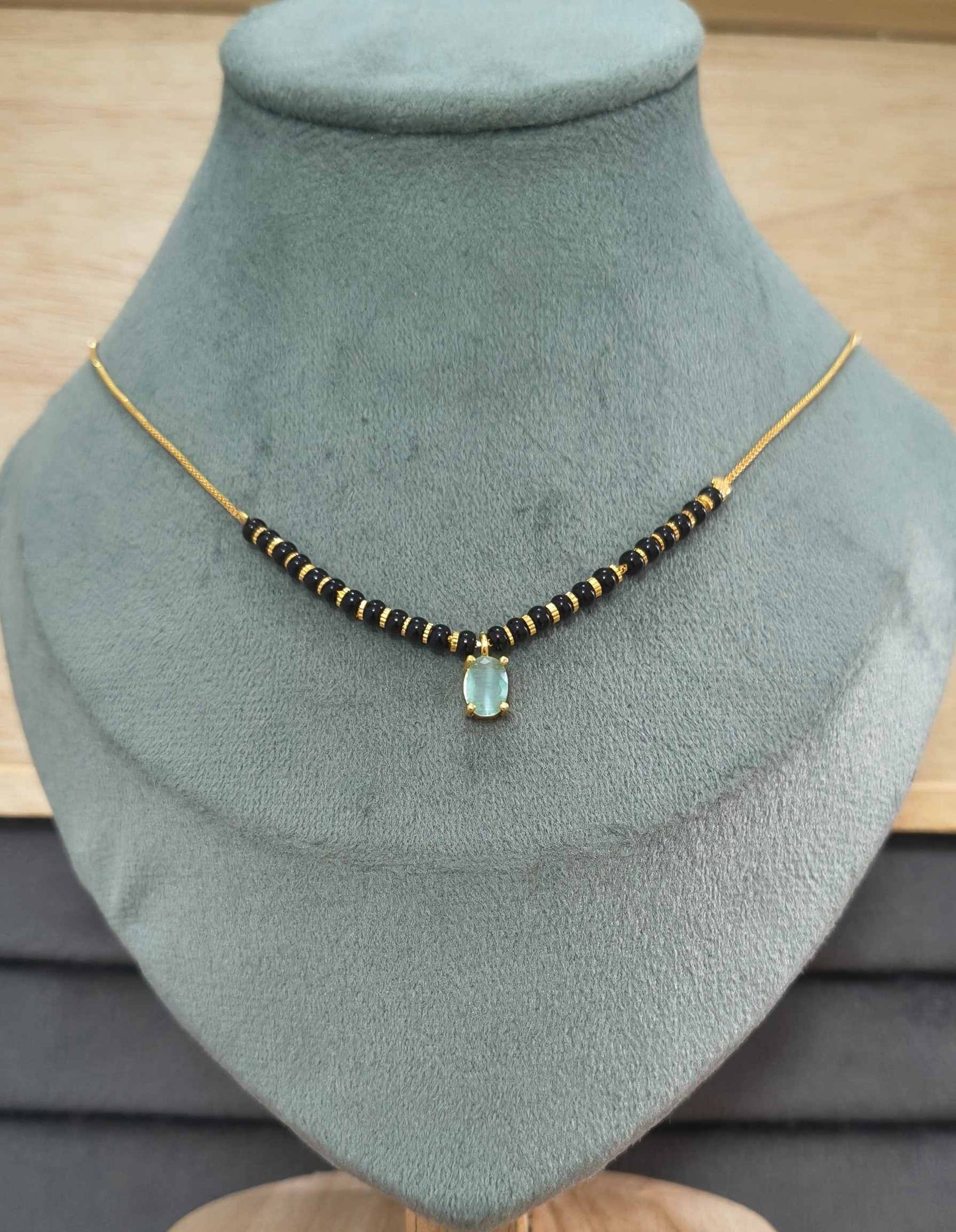 Trendy Mangalsutra Chain With Oval Stone Gold Plated